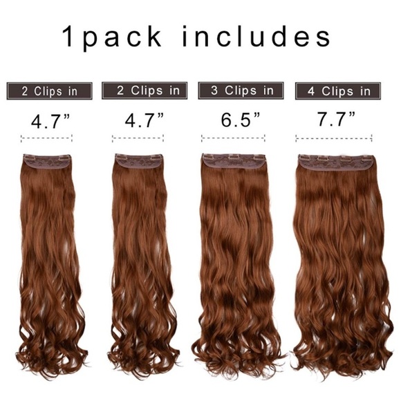 24” CURLY AUBURN COPPER 280 GRAMS 4 PEICE CLIP INS main image 8